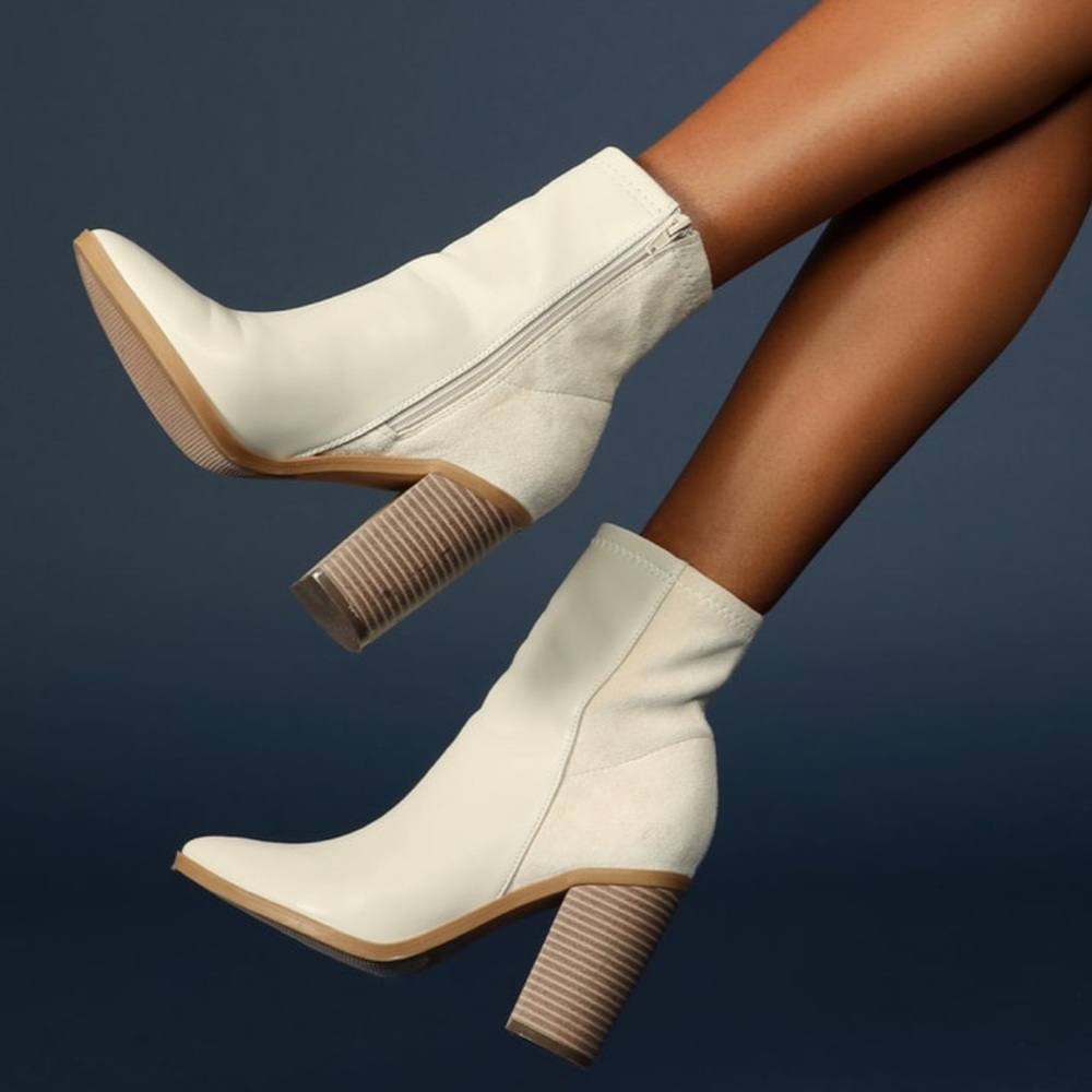 Lulus Essex Bone Mid-Calf Booties
